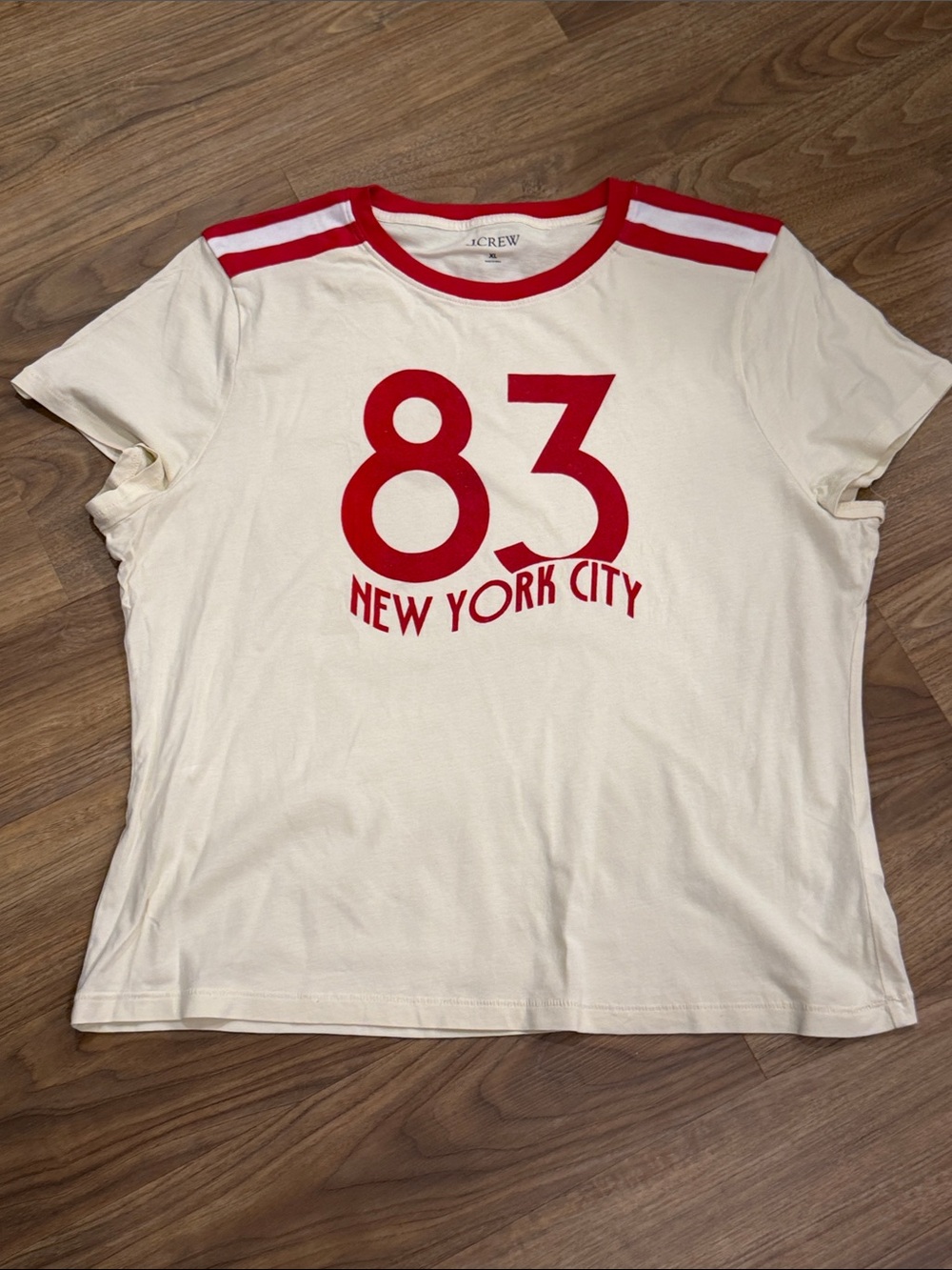 J. Crew Cream Short-Sleeve '83 New York City Graphic Tee with Red Accents